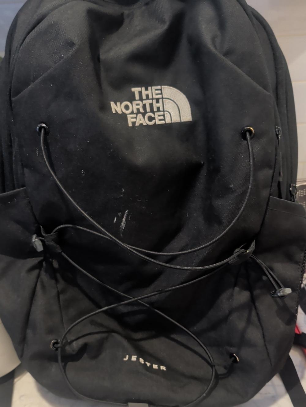 The North Face Jester Backpack in Black with White Logo Jester
